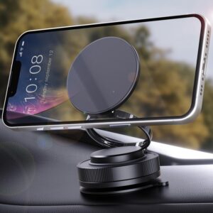 2025 Upgraded Magnetic Phone Holder for Car, for Magsafe Car Mount Hands Free Suction Cup Cell Phone Holder Car Accessories fit iPhone 16 Pro Max 15 14 13 12, Black