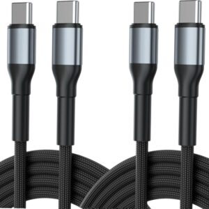 USB-C to USB-C Cable 2m, 60W PD Fast Charging, Nylon-Braided – Type C to Type C (2-Pack)