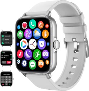 Smart Watch with Phone Function, Make/Answer Call AI Voice Control, Smartwatch with 28 Sport Modes Pedometer Blood Oxygen Heart Rate Sleep Monitor, Fitness watch for Android and IOS Phones Men Women